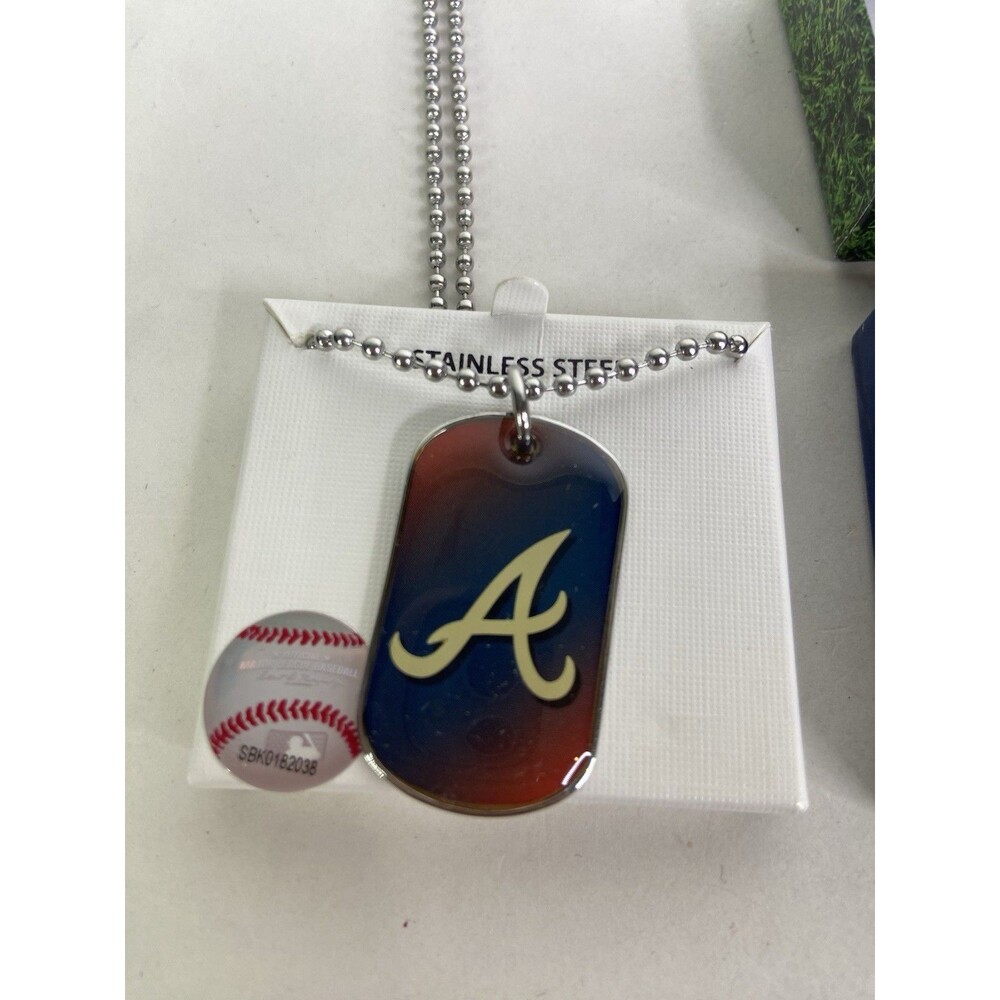 Atlanta Braves Dog Tag Necklace Stainless Steel MLB Licensed with Gift Box
